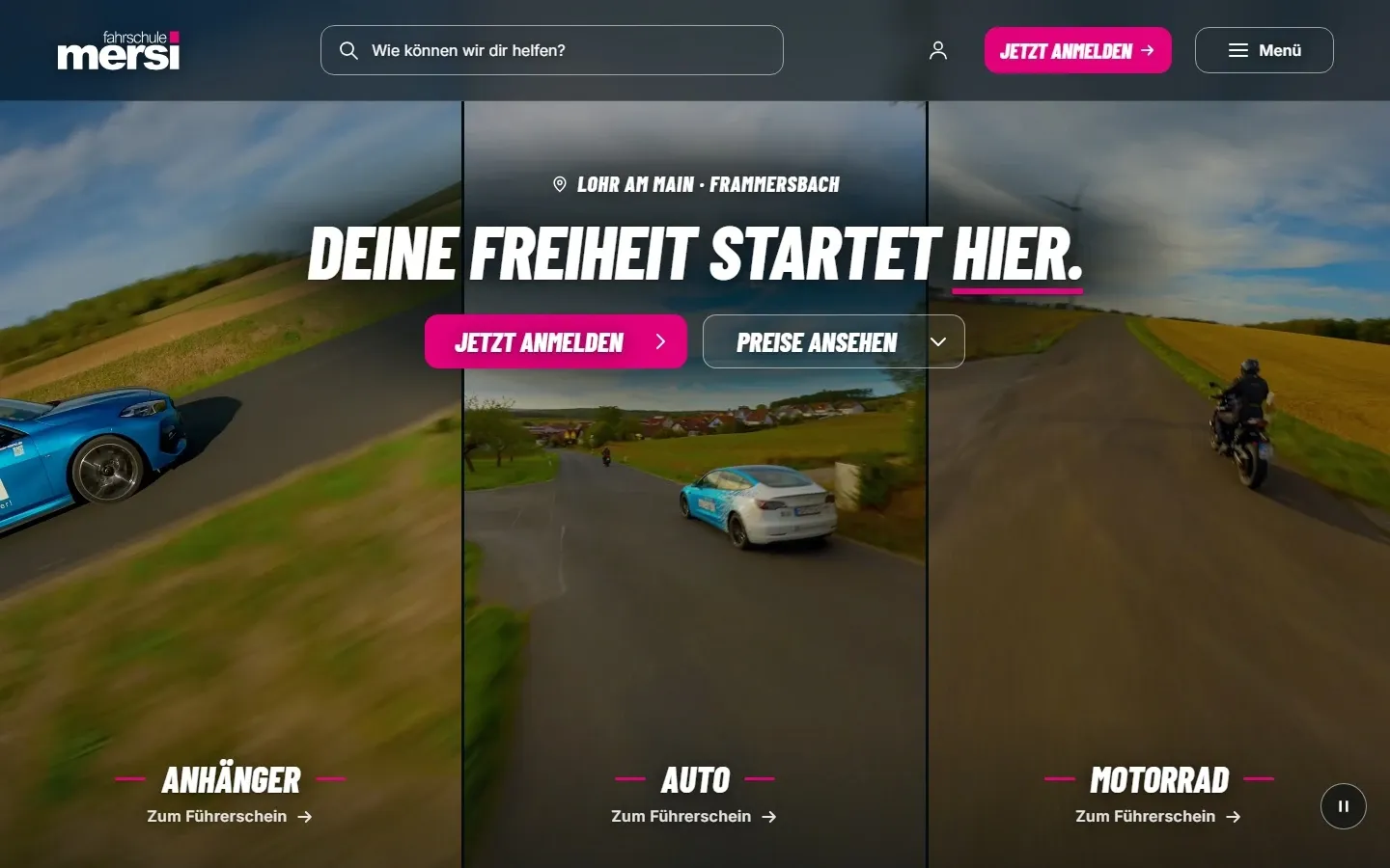 Die neue Website der Fahrschule Mersi
